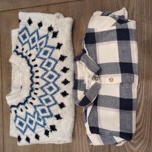Mango Toddler Boy Sweater And Plaid Shirt